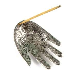 Likla Hand Metal Incense Holder/Agarbatti Stand (Silver)