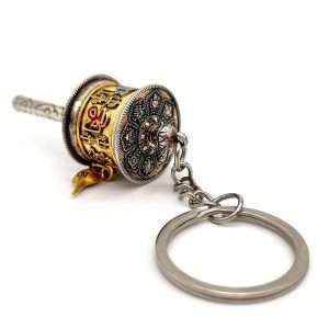 Prayer Wheel Pendant (Gold) Keychain