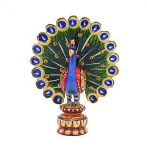 Likla Painted Wooden Dancing Peacock