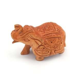 Likla Hand Carved Wooden Elephant Sculpture