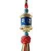 Likla Tibetan Blue Om Mani Padme Hum Prayer Wheel Pendant with Tassel - Image 2