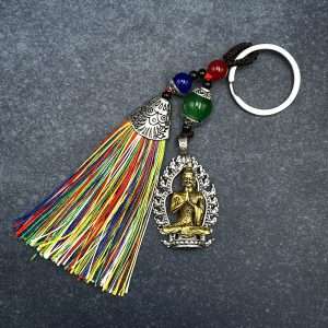 Likla Tibetan Keychain with Hanging Buddha Figurine and Tassel