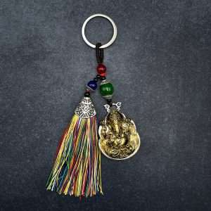 Likla Tibetan Keychain with Hanging Ganesh Figurine and Tassel