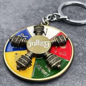 Likla Tibetan Om Mani Padme Hum Keychain with Julley Fidget Spinner